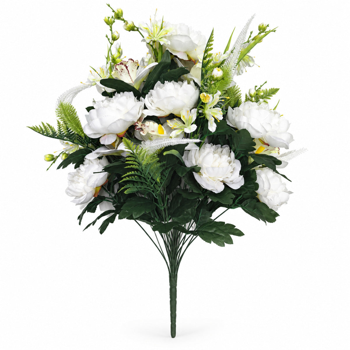 Ramo artificial de peonías y lirios, 24 flores, 65 cm, decoración moderna interior, sin maceta, ideal para bodas, eventos o hogar