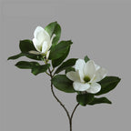 Planta Artificial de Magnolia Premium, 1 Vara con 4 Flores, 100 cm, Látex de Tacto Real, Decoración Moderno para Hogar, Hotel y Escaparates