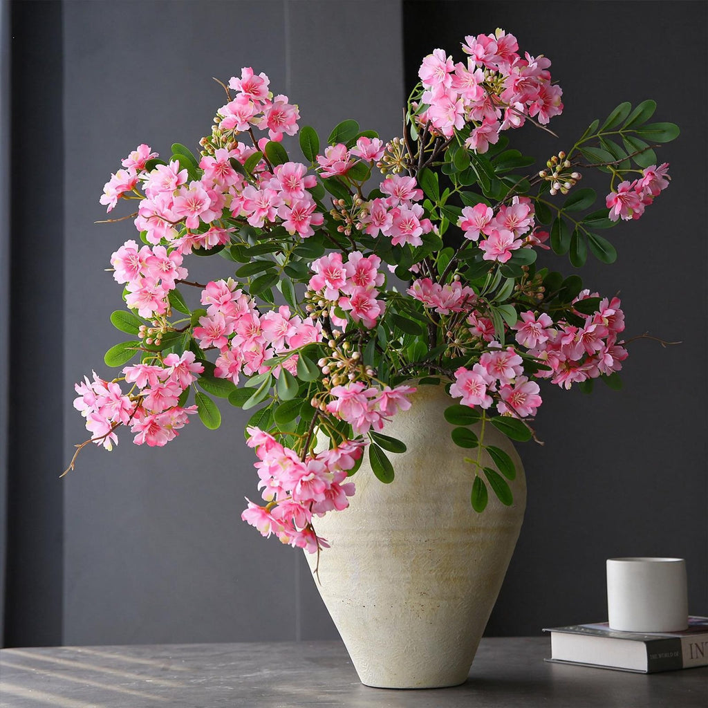 Flores artificiales de gardenia, tallo único con 30 flores, 74 cm, tejido de seda, decoración moderna para interiores