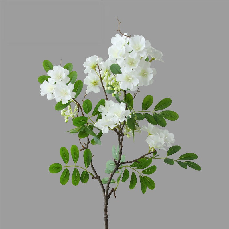 Flores artificiales de gardenia, tallo único con 30 flores, 74 cm, tejido de seda, decoración moderna para interiores