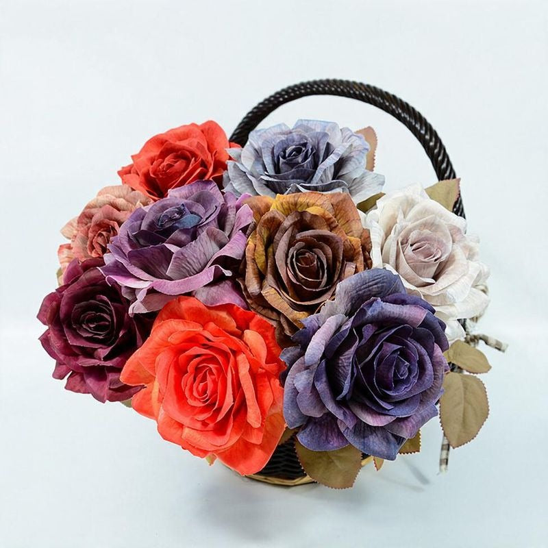 Ramo de rosas artificiales de seda, 3 tallos de 49 cm, flor de 12 cm, decoración de boda y hogar