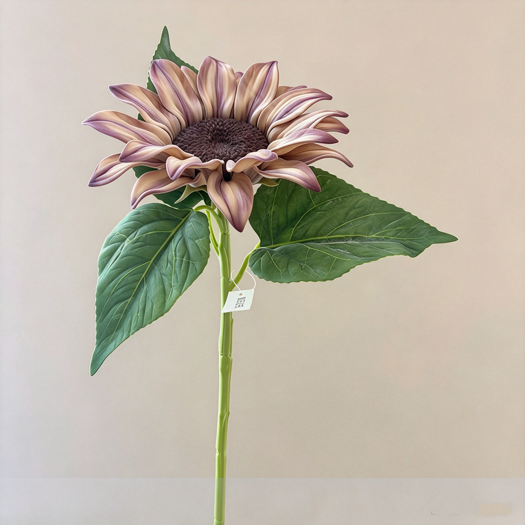 Girasol artificial de tallo único, 69 cm, flor de seda, decoración interior, 1 cabeza de 17 cm, ajustable