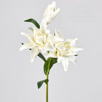 Ramo de lirios dobles artificiales, 80 cm de altura, 3 flores, decoración para bodas y hogar