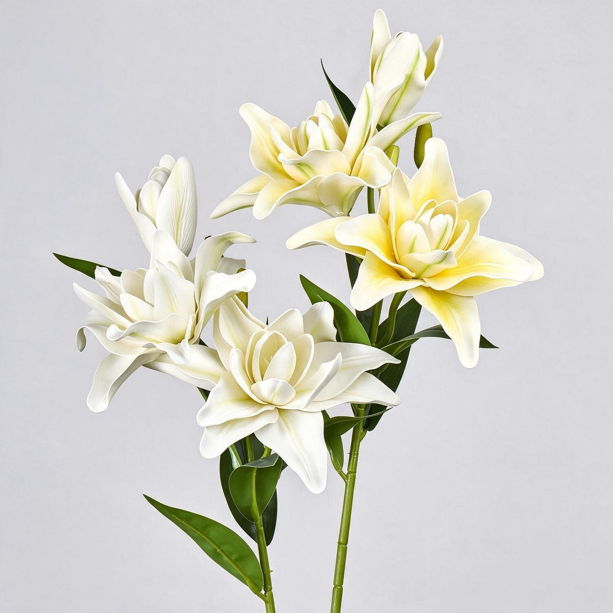 Ramo de lirios dobles artificiales, 80 cm de altura, 3 flores, decoración para bodas y hogar