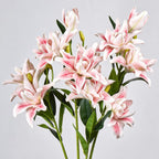 Ramo de lirios dobles artificiales, 80 cm de altura, 3 flores, decoración para bodas y hogar