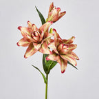 Ramo de lirios dobles artificiales, 80 cm de altura, 3 flores, decoración para bodas y hogar
