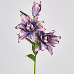 Ramo de lirios dobles artificiales, 80 cm de altura, 3 flores, decoración para bodas y hogar