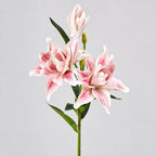 Ramo de lirios dobles artificiales, 80 cm de altura, 3 flores, decoración para bodas y hogar