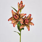 Ramo de lirios dobles artificiales, 80 cm de altura, 3 flores, decoración para bodas y hogar