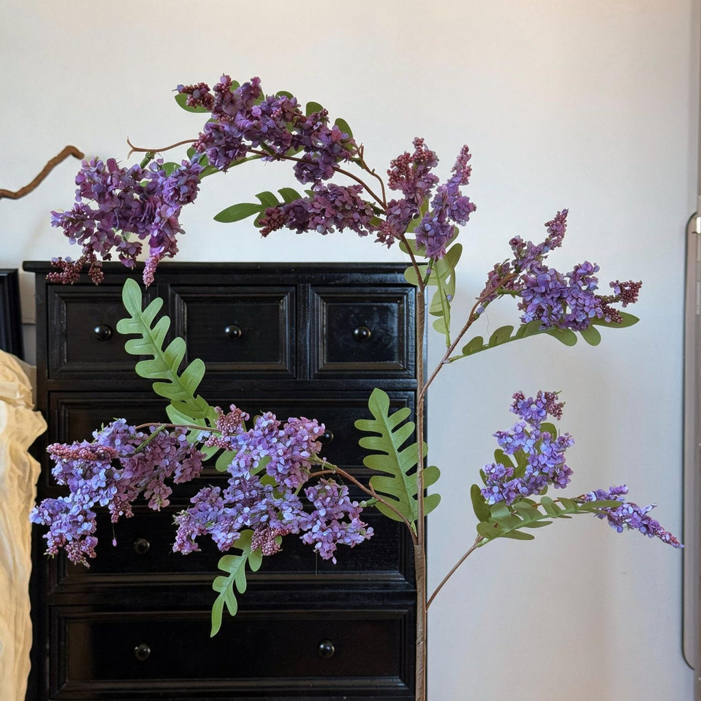 Rama Artificial de Flor de Acacia, 130 cm, Estilo Natural para Decoración de Interiores