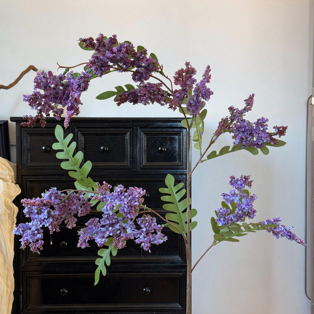 Rama Artificial de Flor de Acacia, 130 cm, Estilo Natural para Decoración de Interiores