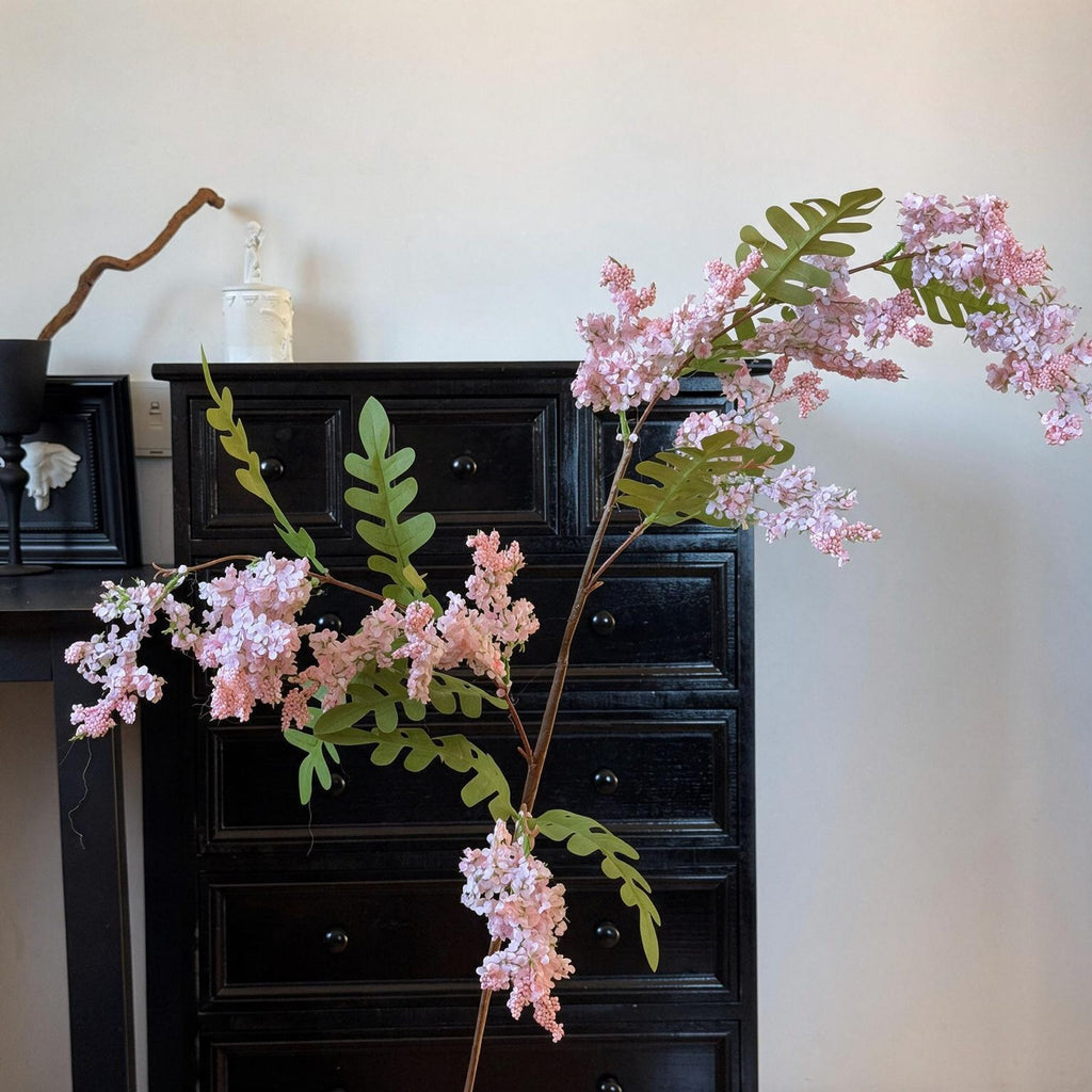 Rama Artificial de Flor de Acacia, 130 cm, Estilo Natural para Decoración de Interiores