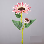 Girasol artificial de tela, tallo único con 2 flores, 65 cm, decoración de interior rustica y moderna