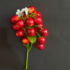 Ramo de fresas artificiales, 19 frutos, 28 cm, decoración de interior para regalo o fiesta