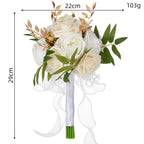 Ramo de rosas artificiales para bodas, 7 flores, 29 cm, decoración nupcial y fotográfica