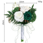 Ramo de rosas artificiales para bodas, 7 flores, 29 cm, decoración nupcial y fotográfica