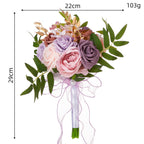 Ramo de rosas artificiales para bodas, 7 flores, 29 cm, decoración nupcial y fotográfica