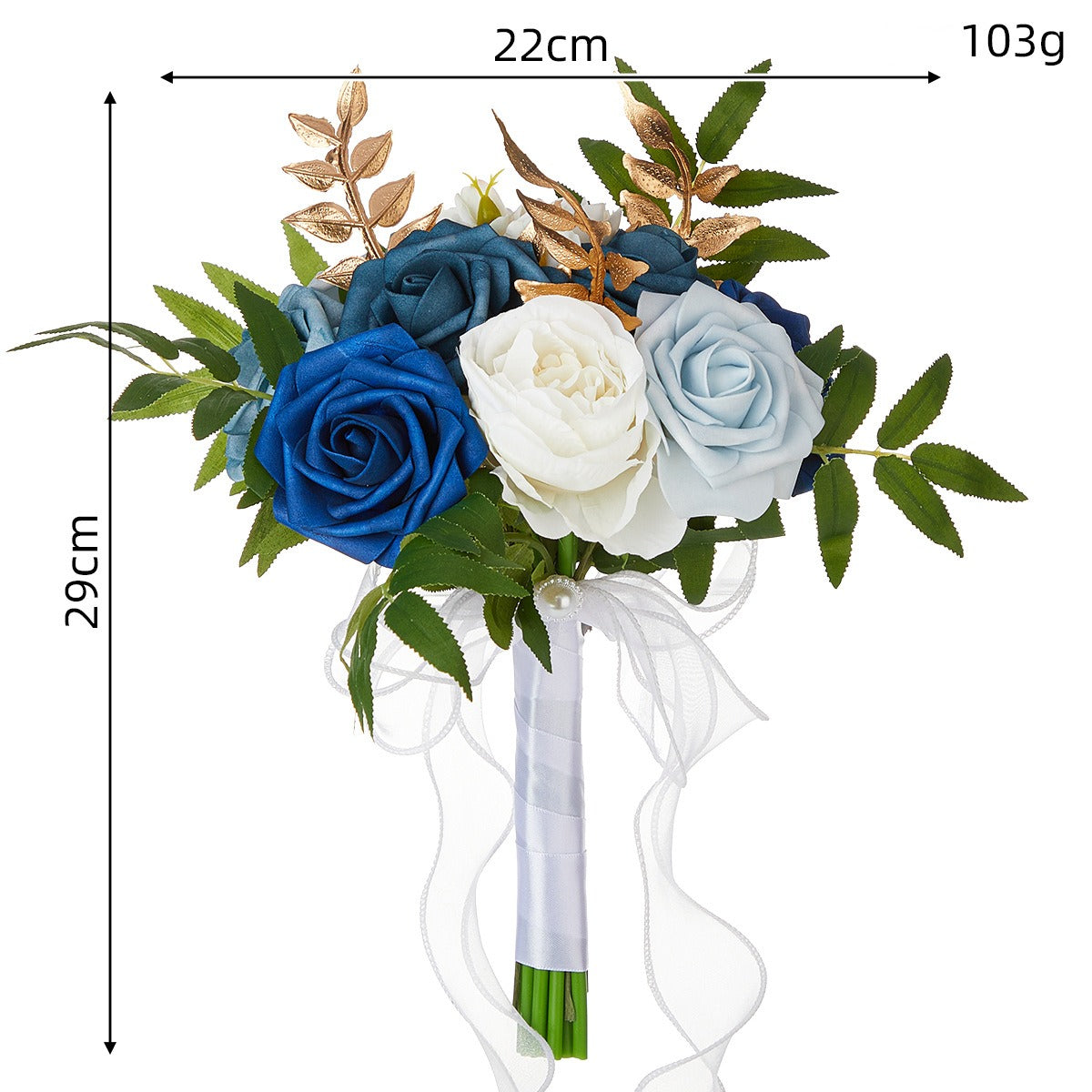 Ramo de rosas artificiales para bodas, 7 flores, 29 cm, decoración nupcial y fotográfica