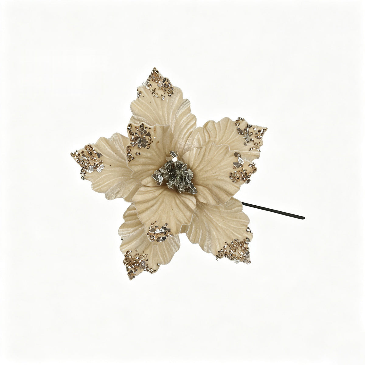 Flor artificial de pascua, cabeza suelta de 24 cm, decoración navideña y hogar, material de poliéster