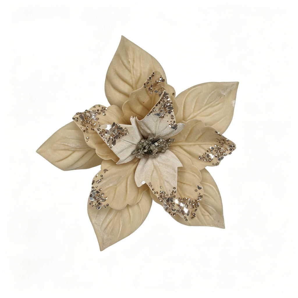 Flor artificial de pascua, cabeza suelta de 24 cm, decoración navideña y hogar, material de poliéster