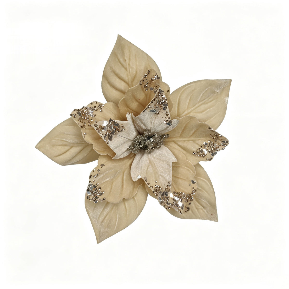Flor artificial de pascua, cabeza suelta de 24 cm, decoración navideña y hogar, material de poliéster