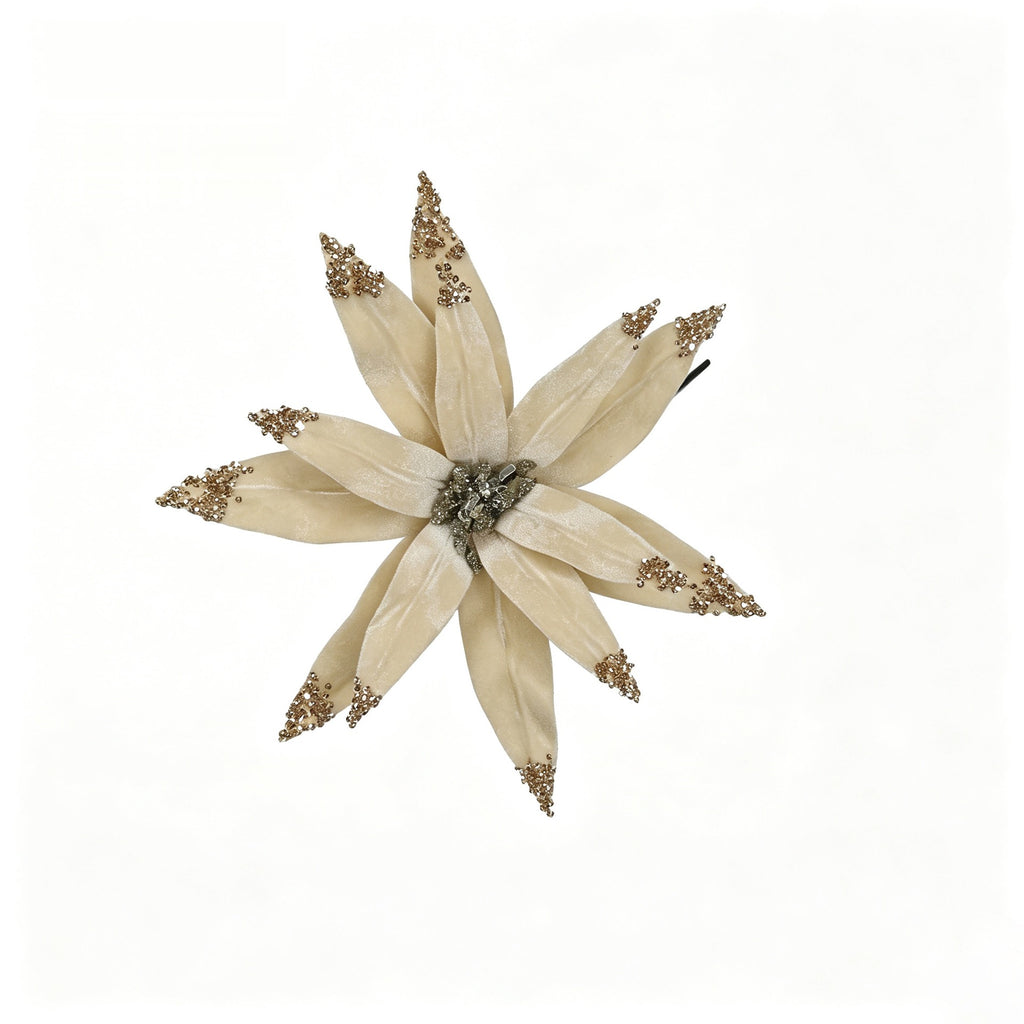 Flor artificial de pascua, cabeza suelta de 24 cm, decoración navideña y hogar, material de poliéster