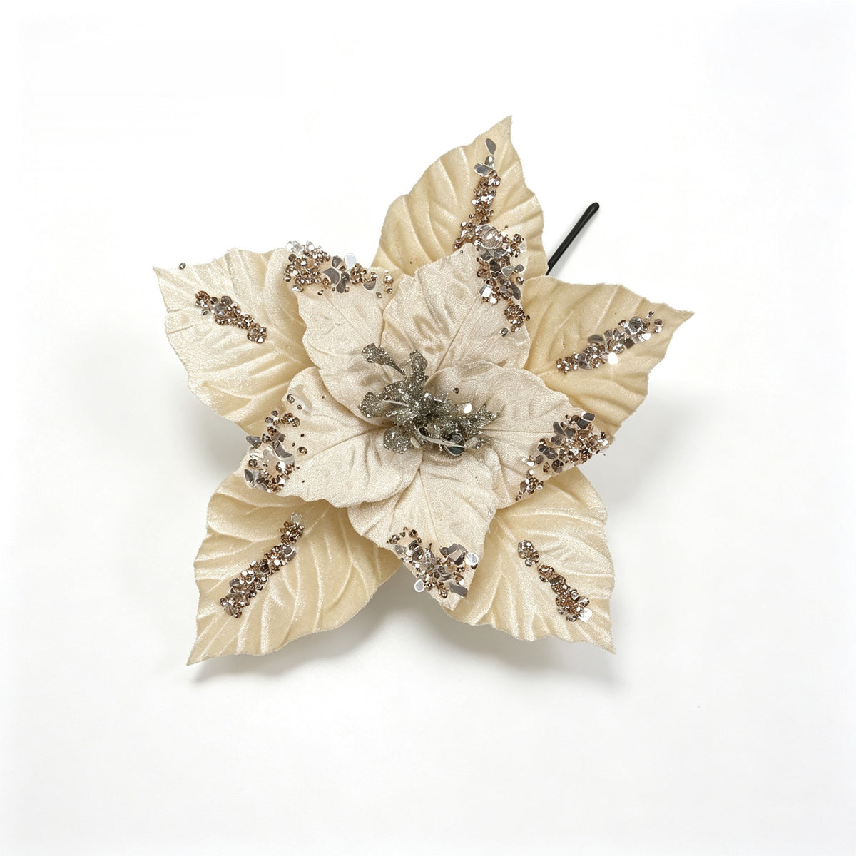 Flor artificial de pascua, cabeza suelta de 24 cm, decoración navideña y hogar, material de poliéster