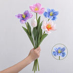 Tulipán artificial de PU, 1 tallo con flor de 10 cm, 65 cm de altura, para bodas y decoración del hogar