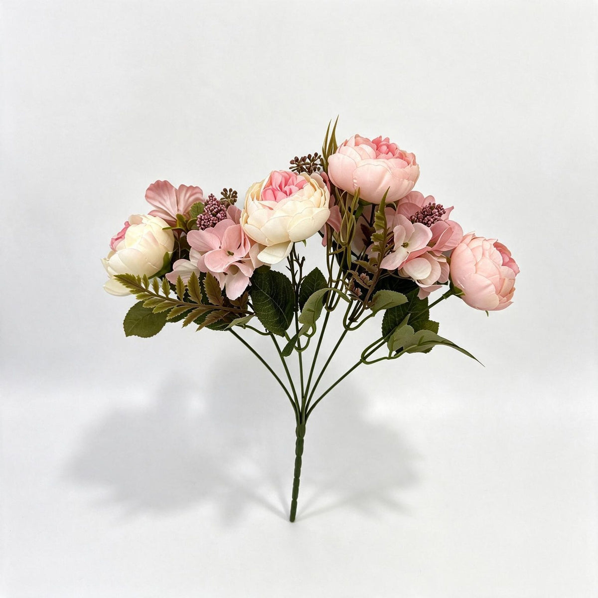 Ramo artificial de 6 peonías clásicas, 31 cm, decoración interior, bodas y hogar