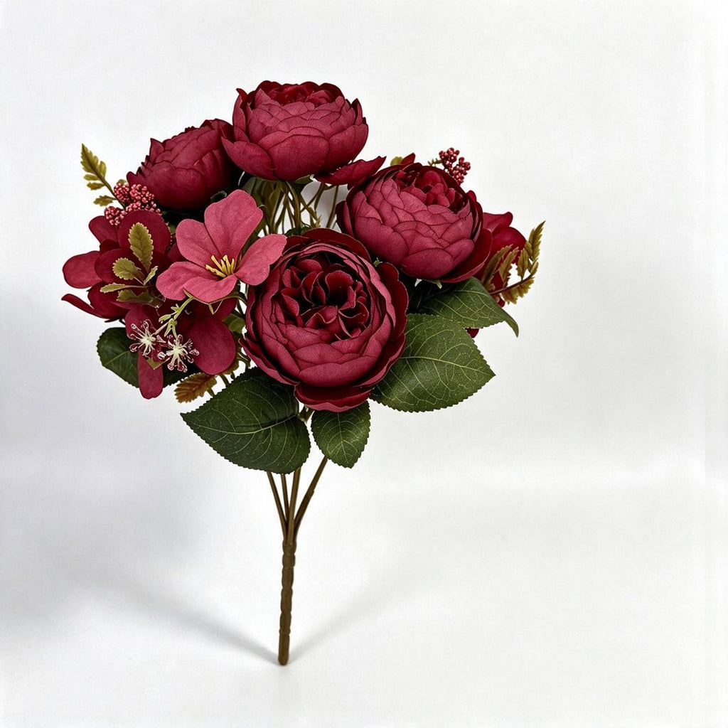 Ramo artificial de 6 peonías clásicas, 31 cm, decoración interior, bodas y hogar
