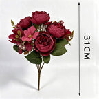 Ramo artificial de 6 peonías clásicas, 31 cm, decoración interior, bodas y hogar