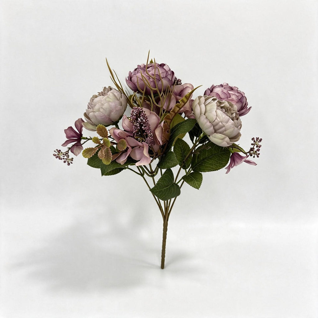 Ramo artificial de 6 peonías clásicas, 31 cm, decoración interior, bodas y hogar