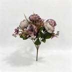 Ramo artificial de 6 peonías clásicas, 31 cm, decoración interior, bodas y hogar
