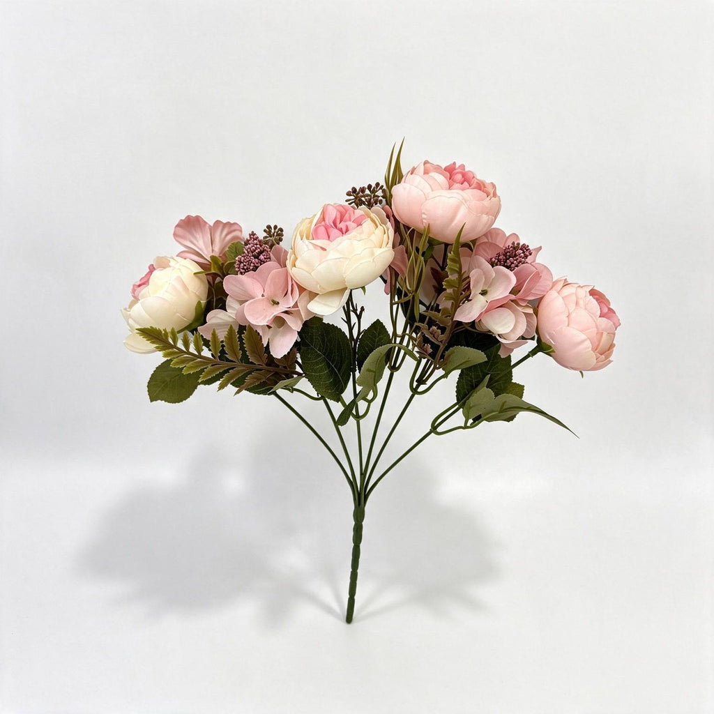 Ramo artificial de 6 peonías clásicas, 31 cm, decoración interior, bodas y hogar