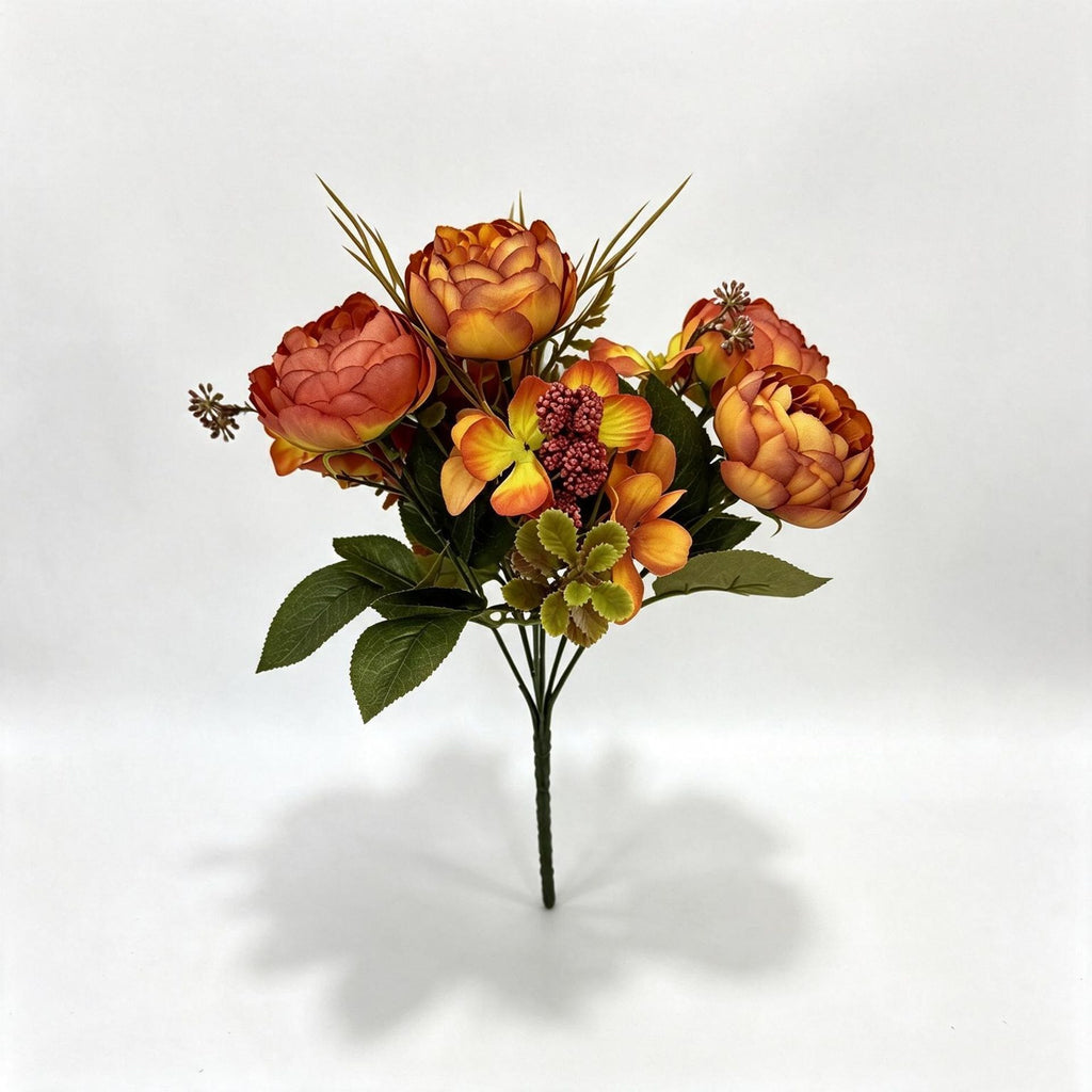 Ramo artificial de 6 peonías clásicas, 31 cm, decoración interior, bodas y hogar