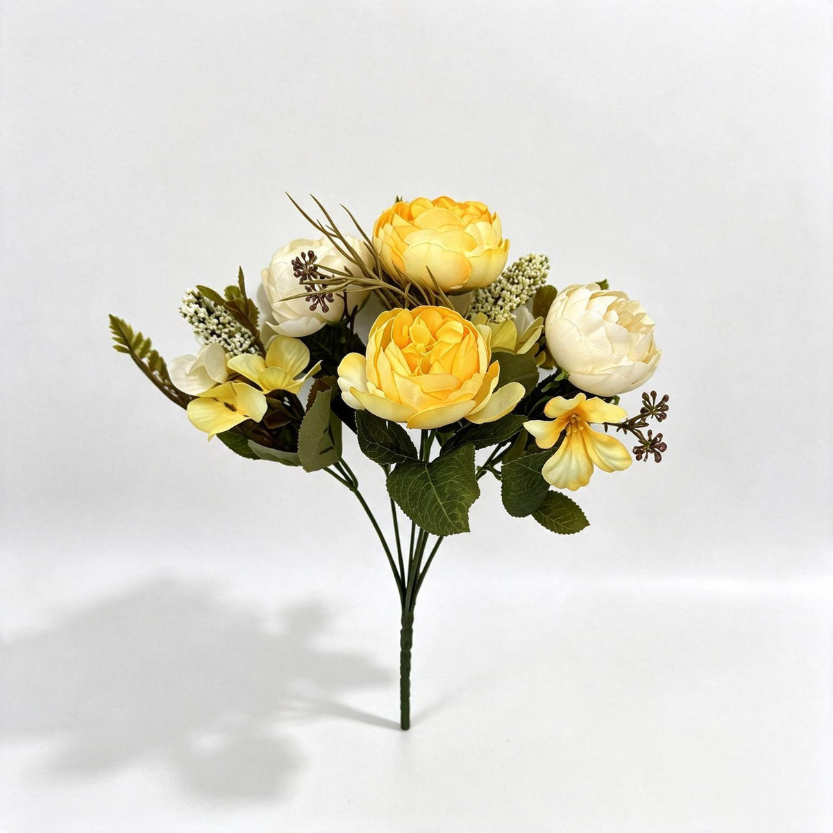 Ramo artificial de 6 peonías clásicas, 31 cm, decoración interior, bodas y hogar