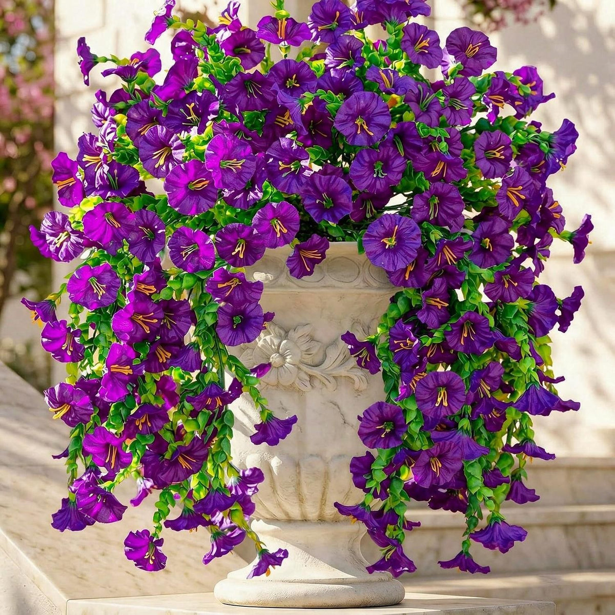 Enredadera artificial de campánulas, 45 cm, 4 unidades, decoración interior y exterior, estilo rústico