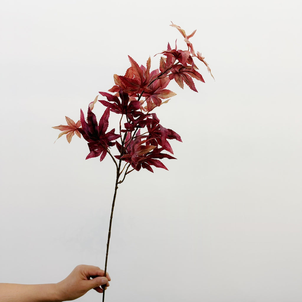 Rama artificial de hoja de arce rojo, estilo retro, 80 cm, decoración rústica y elegante para bodas y hogar