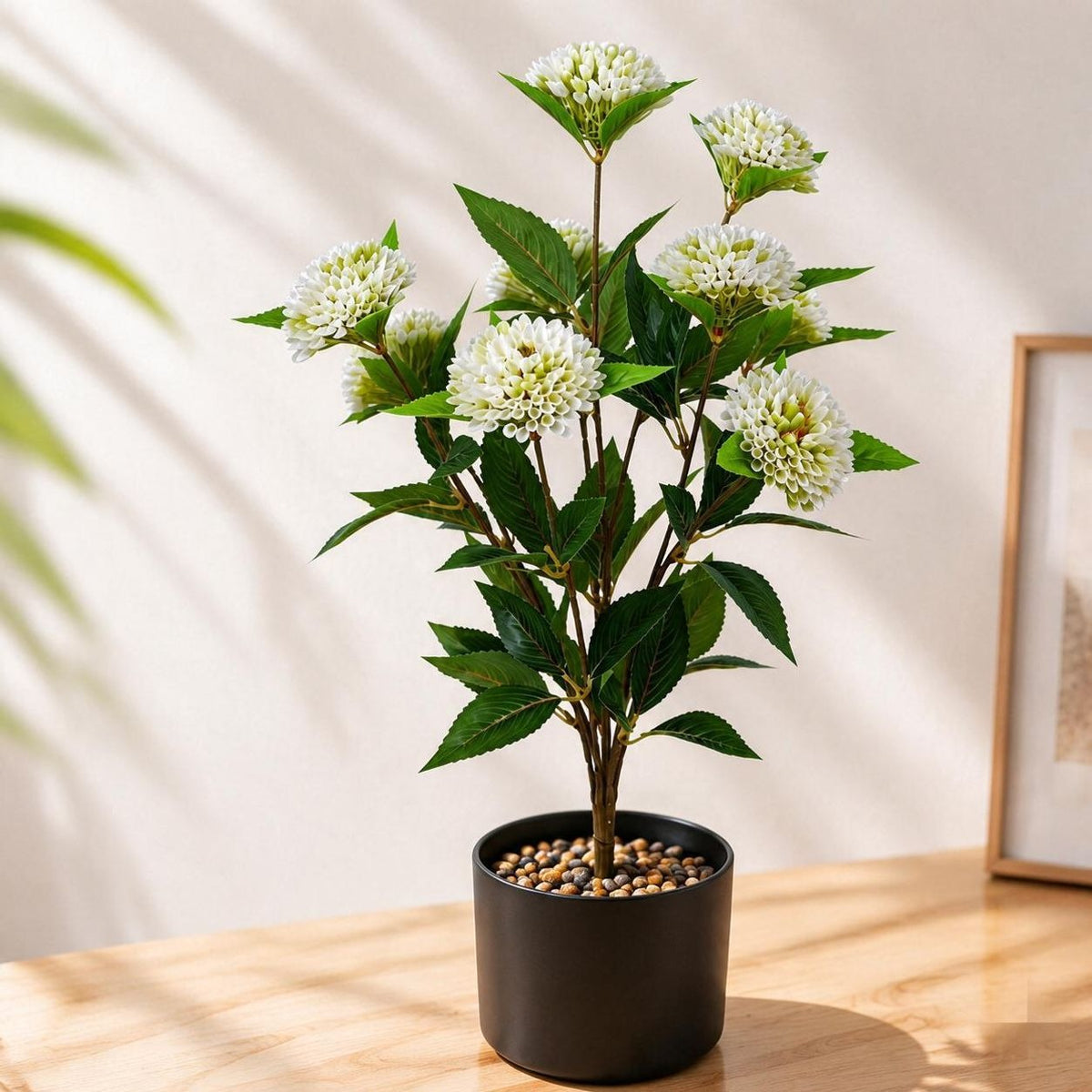 Planta artificial de crisantemos pompones, ramo de 9 flores, 57 cm, decoración moderna para hogar y eventos
