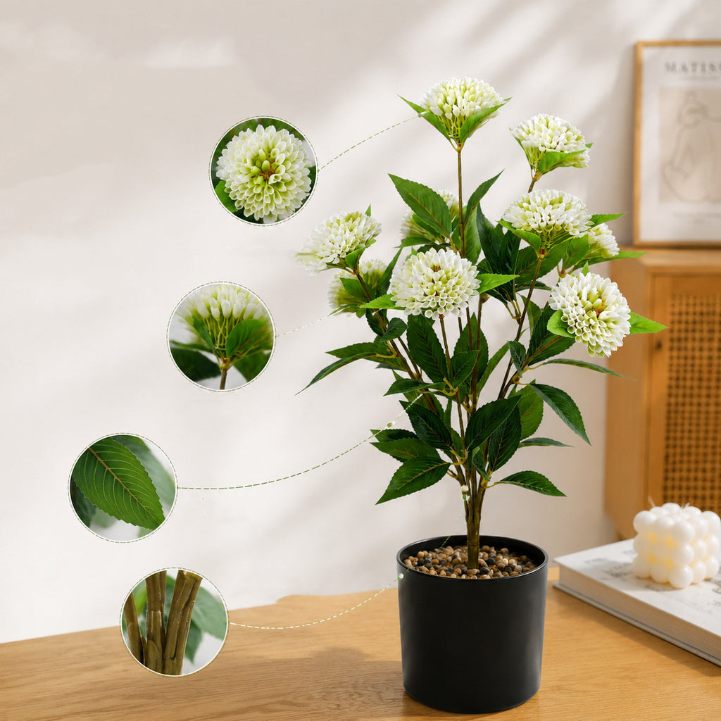 Planta artificial de crisantemos pompones, ramo de 9 flores, 57 cm, decoración moderna para hogar y eventos