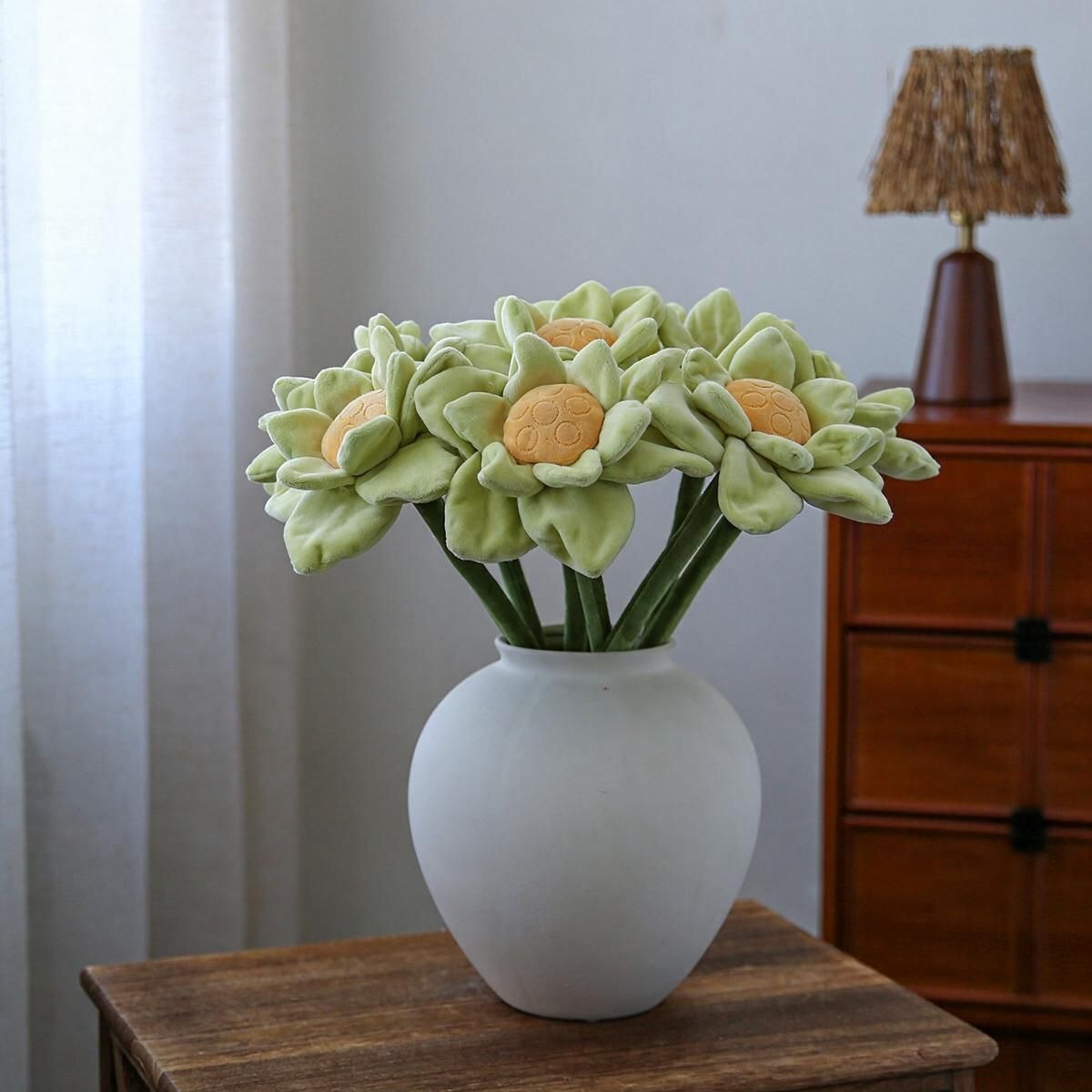 Loto artificial de felpa, tallo flexible, 42 cm, decoración moderna para hogar y regalos