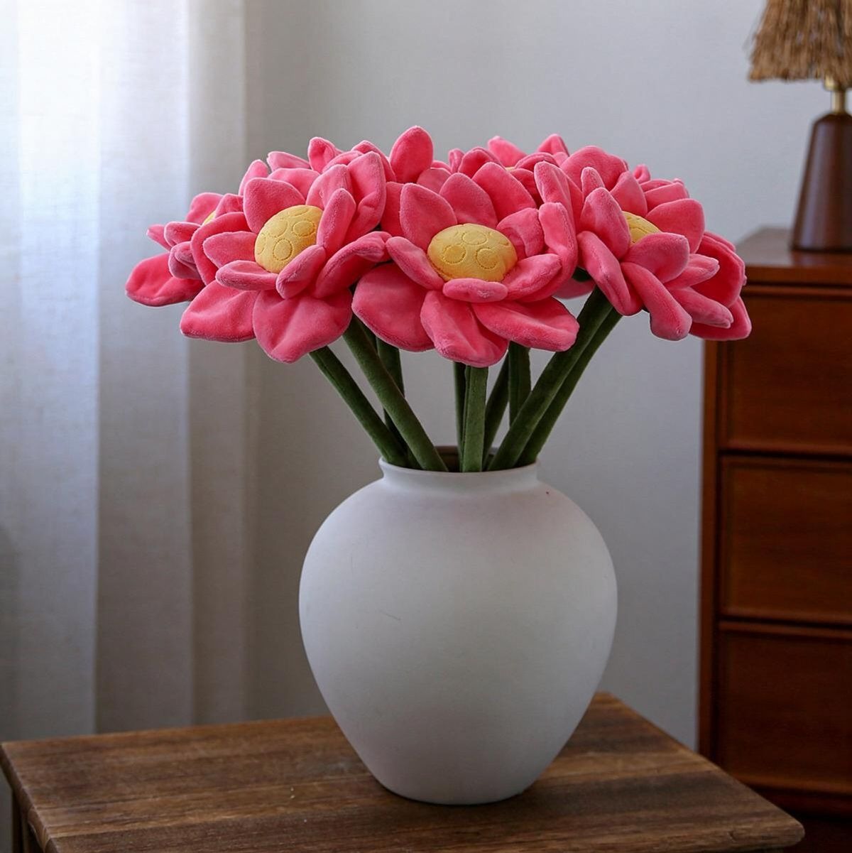 Loto artificial de felpa, tallo flexible, 42 cm, decoración moderna para hogar y regalos