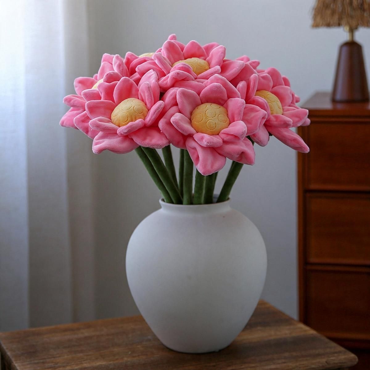 Loto artificial de felpa, tallo flexible, 42 cm, decoración moderna para hogar y regalos