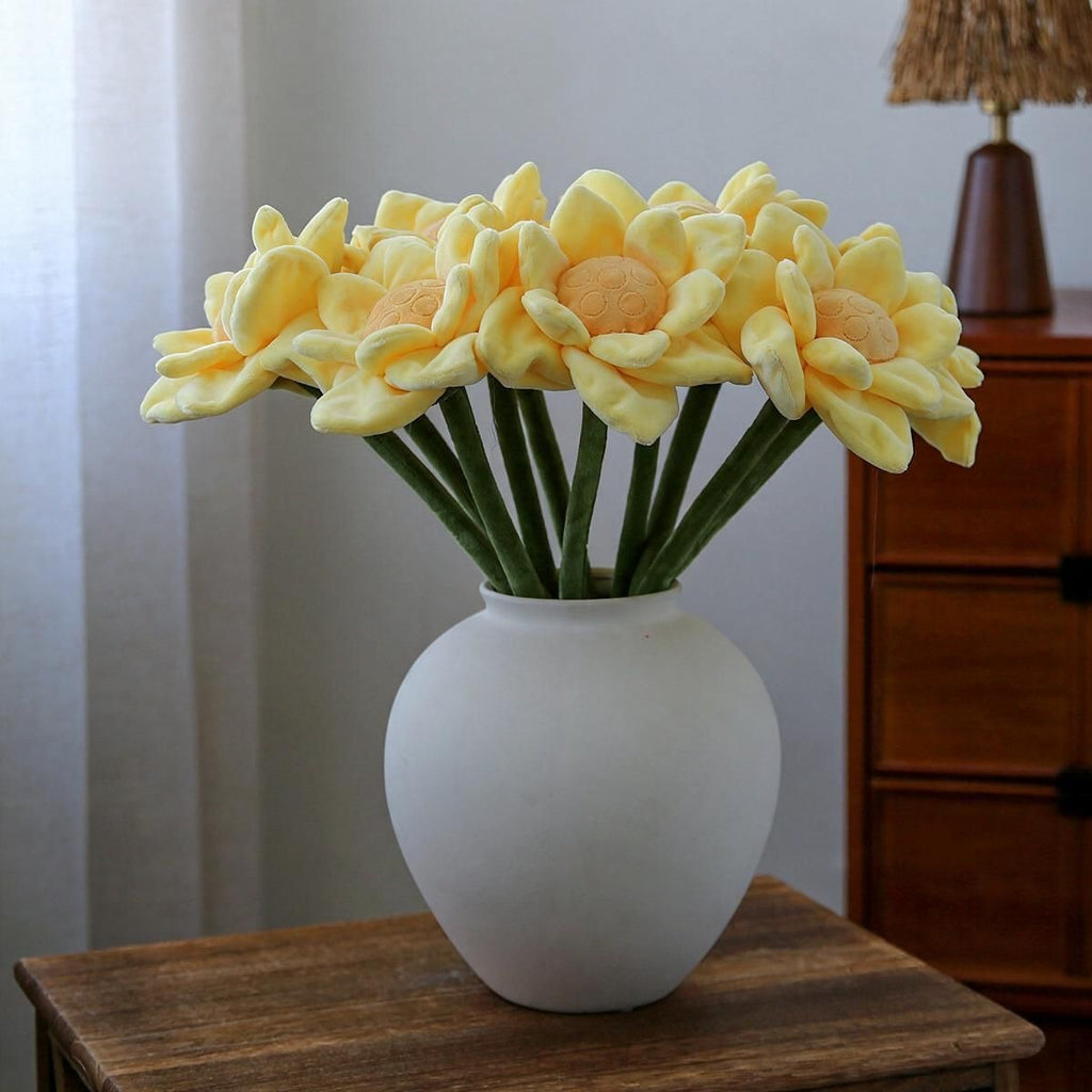 Loto artificial de felpa, tallo flexible, 42 cm, decoración moderna para hogar y regalos