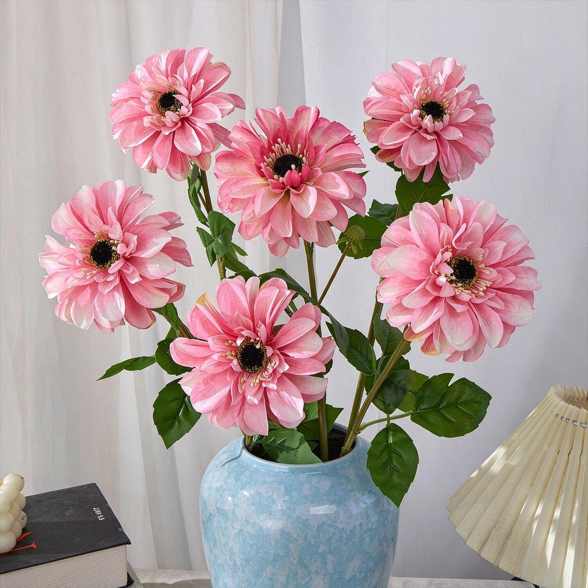 Crisantemo Artificial de Tela Efecto Seda, Tallo Único con 1 Flor, para Bodas, Hogar y Decoración de Escaparates