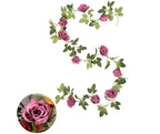 Guirnalda de Rosas Artificiales Colgante, Enredadera Estilo Campestre con 10 Cabezas de Flor, para Bodas, Arcos y Decoración del Hogar