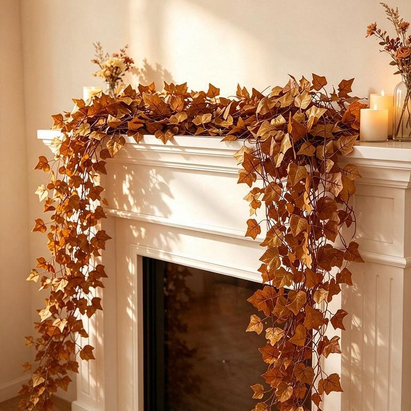 Guirnalda de Hojas de Arce Otoñal Artificial, Enredadera de Tela con 72 Hojas, 220 cm, para Decoración Otoño y Hogar