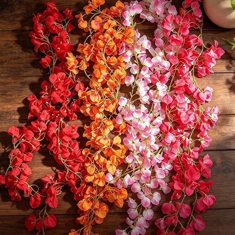 Guirnalda de Buganvilla Artificial Colgante, Enredadera de Plástico con 135 Flores, para Interior, Bodas y Escaparates