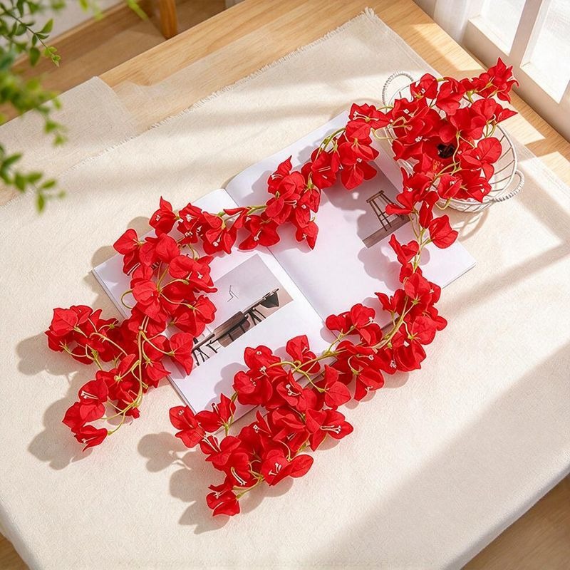 Guirnalda de Buganvilla Artificial Colgante, Enredadera de Plástico con 135 Flores, para Interior, Bodas y Escaparates