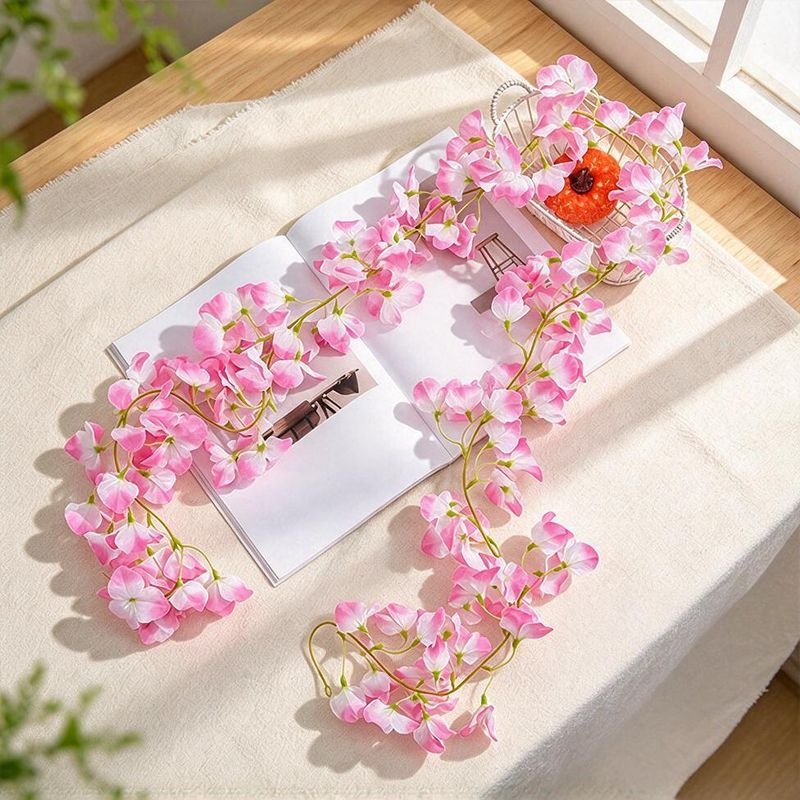 Guirnalda de Buganvilla Artificial Colgante, Enredadera de Plástico con 135 Flores, para Interior, Bodas y Escaparates